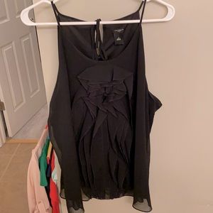 Black sleeveless ruffle blouse